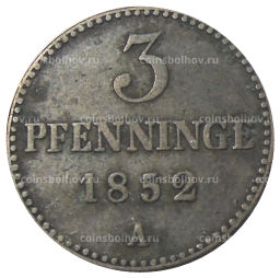 Монета 3 пфеннига 1852 года A Германсике государства  Мекленбург-Шверин