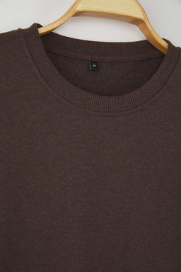 Kahverengi Regular/Normal Kesim Ici Polar/S?cak Tutan Sweatshirt TMNAW21SW1208