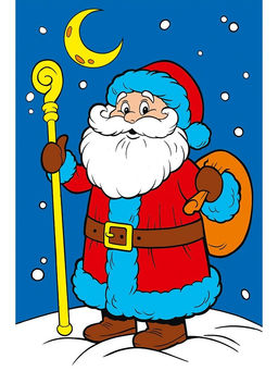 Картина по № на холсте "Дед Мороз с мешком подарков" 10*15см (ХК-3770)