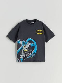 Bisiklet Yaka Batman Bask?l? Erkek ?ocuk Ti??rt