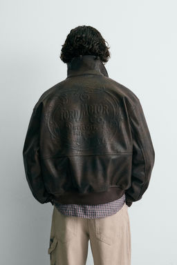 EMBOSSED FAUX LEATHER BOMBER JACKET FORD - Zara фото 12
