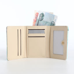 Кошелёк женский на кнопке, 10×1.5×8 см, с принтом, зелёный/бирюзовый