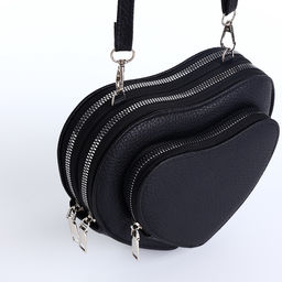 Сумка женская кросс-боди на молнии, в форме сердца, 20×5×16 см, чёрная