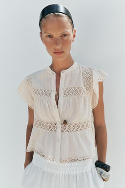 RUSTIC CROCHET LADDER STITCH TOP - Zara фото 10