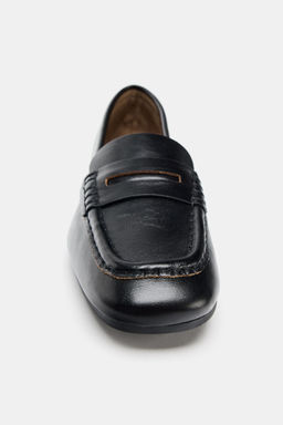 LEATHER LOAFERS WITH SQUARE TOE - Zara фото 9