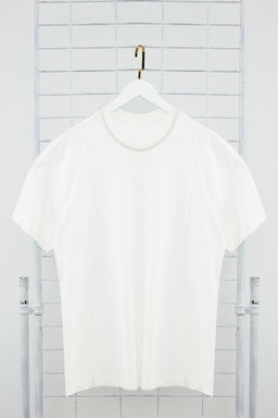 Ekru Oversize/Genis Kesim More Sustainable Kontrast Yakal? %100 Organik Pamuk T-shirt TMNSS24TS00175 - Trendyolmilla фото 2