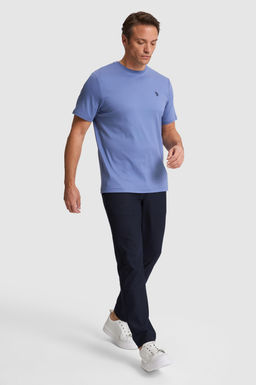 Erkek _ndigo Regular Fit Bisiklet Yaka Basic Ti__rt
