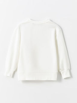 Bisiklet Yaka Bask?l? K?z Bebek Sweatshirt