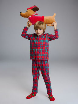 G?mlek Yaka Ekose Erkek ?ocuk Pijama Tak?m?