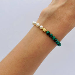 Браслет из Малахита и Жемчуга - Радуга самоцветов фото 3