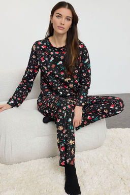 Siyah-Cok Renkli Y?lbas? Temal? Orme Pijama Tak?m? THMAW25PT00212 - Trendyolmilla фото 2