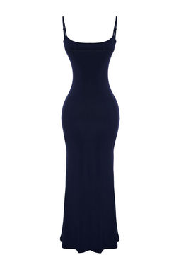 TRENDYOLMILLA Kahverengi Fitted/Vucuda Oturan Ask?l? Maxi Esnek Orme Kalem Elbise TWOSS23EL02435 фото 7