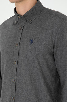Мужская базовая рубашка антрацитового цвета с длинным рукавом Неожиданная скидка в корзине - U.s. polo assn фото 7