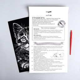Гравюра Котёнок с металлическим эффектом серебро А4 - Школа талантов фото 5