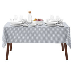 Скатерть 220х145см Горох серый, длина стола до 180см, на 8-10 персон, хлопок Оптима 171г/м2, упаковка классическая 28х41см, Домашняя мода (Россия)