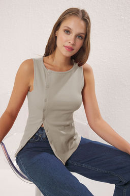 Trendyolmilla K?rm?z? Dugmeli Asimetrik Fitted/Vucuda Oturan Orme Bluz TWOSS25BZ00394 фото 23