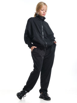 Спортивный костюм для девочки на молнии в школу UD 8023 черный
