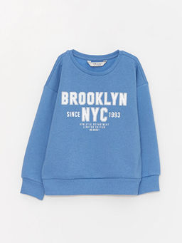 Bisiklet Yaka Bask?l? Uzun Kollu K?z ?ocuk Sweatshirt