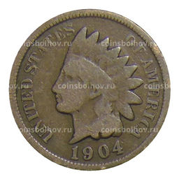 Монета 1 цент 1904 года США