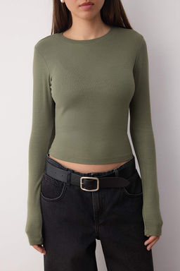 Trendyolmilla Siyah-Ekru Ikili Paket Crop/K?sa Fitted/Vucuda Oturan Orme Bluz TWOAW25BZ00061 фото 21