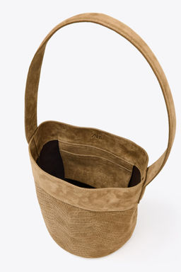 BRAIDED LEATHER MAXI BUCKET BAG - Zara фото 6