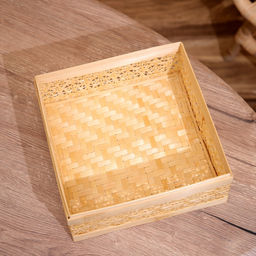Шкатулка плетёная с крышкой, 25×25×12 см, бамбук