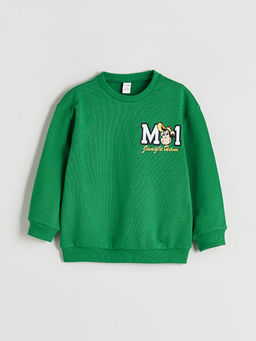 Bisiklet Yaka Nostaljik Maymun Bask?l? Erkek ?ocuk Sweatshirt