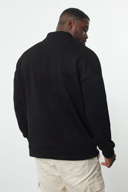 TRENDYOL MAN Buyuk Beden Siyah Oversize/Genis Kesim Fermuarl? Sweatshirt TMNAW25AO00028 - Trendyolmilla фото 5