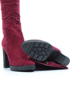 02-A163W-179X WINE Ботфорты зимние женские (натуральная замша, натуральный мех (еврозима))