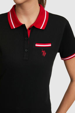 Kad_n Siyah Polo Yaka Basic Ti__rt