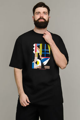 Арт. 61137 Футболка мужская оверсайз 48-56 (5 шт) Цвет:черный