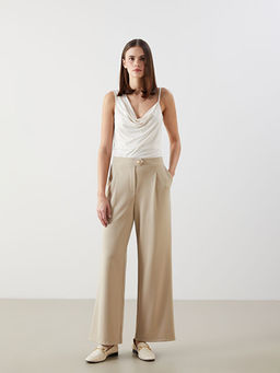 Loose Fit Krep Kad?n Pantolon