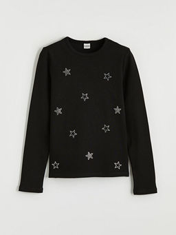 Y?ld?z Desenli K?z ?ocuk Uzun Kollu Ti??rt