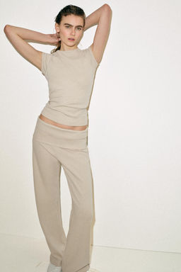 PANTAL?N INTERLOCK EFECTO LAVADO / Beige - Zara фото 4