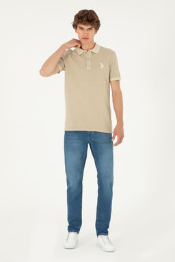 Футболка U.S. Polo Assn мужская светло-хаки хлопок  фото 4