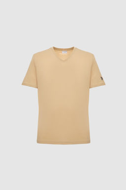 Erkek Regular Fit V Yaka Bej Basic Ti__rt