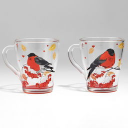 Кружки стеклянные новогодние Снегири!, набор 2 шт. - Дорого внимание фото 14