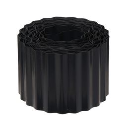 Лента бордюрная, 10 см×9 м, толщина 0.6 мм, пластиковая, гофра, чёрная, Greengo