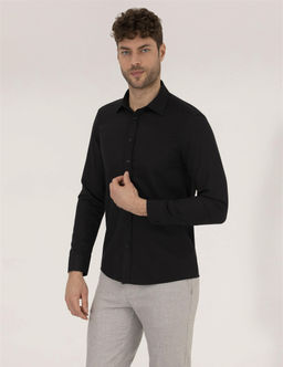 Siyah Slim Fit Oxford G_mlek