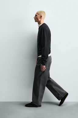 WAXED-EFFECT BAGGY FIT JEANS - Zara фото 4