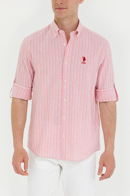 U. S. Polo Assn Мужская рубашка лосося в белую полоску - U.s. polo assn фото 20