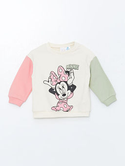 Bisiklet Yaka Minnie Mouse Bask?l? K?z Bebek Sweatshirt ve Tayt 2li Tak?m - Waikiki фото 2