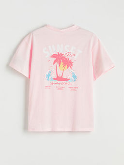 Bisiklet Yaka K?z ?ocuk Bask?l? Ti??rt