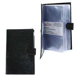 Визитница Croco-В-204 (с хляст, 3х рядная 72 карты) натуральная кожа черный змея (201) 202880