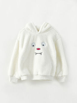 Kap??onlu Nak??l? Uzun Kollu Pel?? K?z ?ocuk Sweatshirt