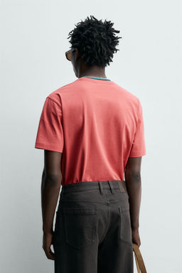 CAMISETA MEDIUM WEIGHT B?SICA /02 / Coral rojo - Zara фото 3