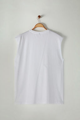 Beyaz Regular/Normal Kesim Basic %100 Pamuk Buyuk Beden Atlet TMNSS25CV00000 - Trendyolmilla фото 4