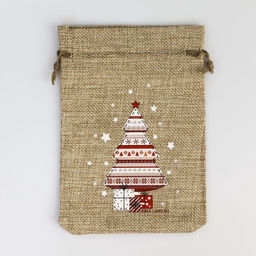 Цена за 5 шт. Мешочек новогодний подарочный с термонаклейкой Подарки, 13?18 см  1.5 см