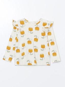 Bisiklet Yaka ?i?ekli K?z Bebek Bluz ve Tayt 2li Tak?m - Waikiki фото 2