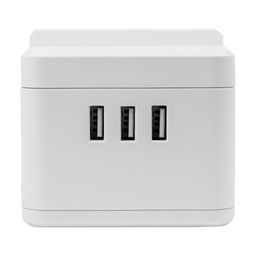 S-GCD2-1,5SBUH WHITE Удлинитель серии Standard, с/з, шнур 1,5м, 2 гнезда, 3 USB, 16А, держатель для телефона. Белый. ТМ Uniel